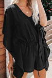 Fashion Casual Solid Frenulum V Neck Loose Rompers