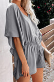 Fashion Casual Solid Frenulum V Neck Loose Rompers