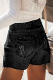 Pantalones cortos de mezclilla rectos de cintura alta rasgados de Fashion Street