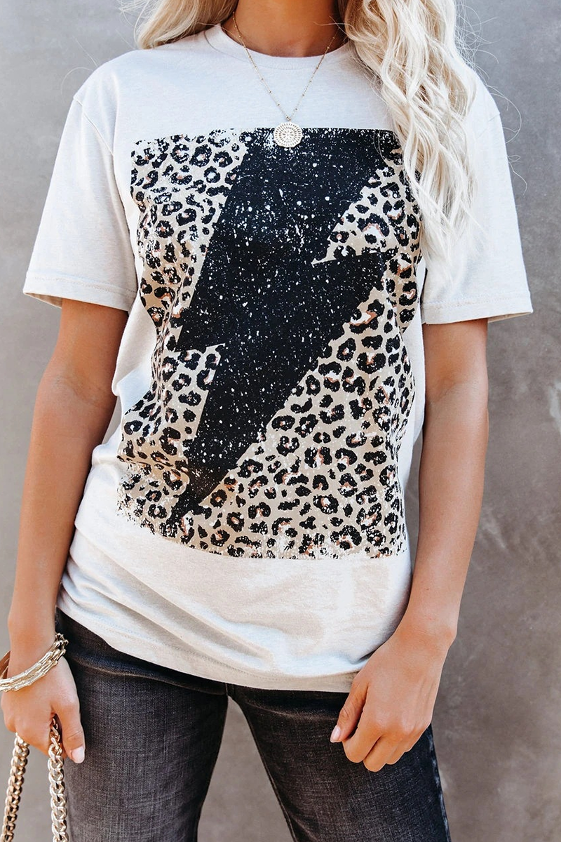 Casual Print Sequins O Neck T-Shirts
