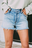 Shorts jeans retos de cintura alta rasgados com borla sólida de rua