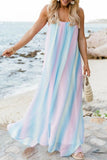 Fashion Bohemian Gradual Change Patchwork Spaghetti Strap Beach Dresses(3 Colors)
