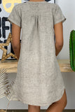 Vestidos de falda tipo farol con cuello en V y retales lisos informales a la moda (8 colores)