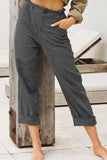 Pantalones rectos de cintura alta, sueltos, de parches lisos, informales, a la moda