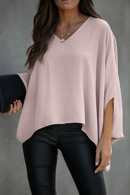 Fashion Street Solid V Neck Tops(3 Colors)