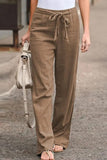 Moda Casual Sólido Con Cinturón Sueltos Pantalones De Pierna Ancha (4 colores)
