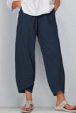 Pantalones de lápiz de cintura alta sueltos con bolsillo sólido informal de moda (9 colores)
