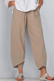 Moda casual bolso sólido solto cintura alta lápis bottoms (9 cores)