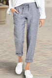 Pantalones rectos de cintura alta rectos con bolsillo sólido informal de moda (4 colores)