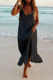 Vestidos de playa con cuello en V y retales lisos, simplicidad a la moda (5 colores)