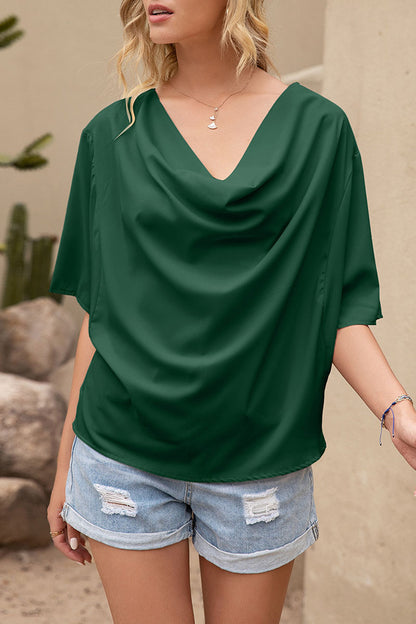 Casual Solid Split Joint V Neck T-Shirts(5 Colors)