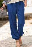 Pantalones de tubo rectos de cintura alta con articulación dividida unicolor informal de moda