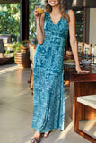 Moda elegante estampa patchwork decote em V vestidos linha A (3 cores)