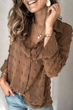 Fashion Street Solid Patchwork Turndown Collar Blouses(3 Colors)