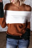 Suéteres con hombros descubiertos y retales con bultos de color callejero (5 colores)