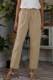 Moda Casual Sólido Bolsillo Suelto Mediados De Cintura Pantalones Rectos