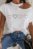 Camisetas informales con cuello en O y unión dividida con estampado