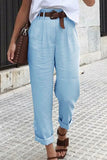 Pantalones de cintura alta rectos sólidos casuales de moda (4 colores)