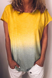 Camisetas básicas casuais com gola redonda e mudança gradual (7 cores)