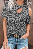 Camisetas Fashion Street Leopard Split Joint O Neck