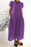 Casual Street Solid Pocket O Neck Maxi Dresses(8 Colors)
