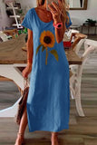 Vestidos de falda lápiz con cuello redondo y abertura con estampado informal (5 colores)