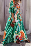 Vestidos de vestir estampados con cuello en V y abertura de frenillo elegante a la moda (4 colores)