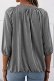 Casual Solid Fold O Neck T-Shirts