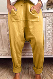 Pantalones casuales de color sólido Harlan sueltos con bolsillo con cordón y cordón