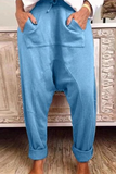 Pantalones casuales de color sólido Harlan sueltos con bolsillo con cordón y cordón