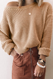 Suéteres casuais sólidos básicos com gola oblíqua (5 cores)