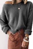 Suéteres casuais sólidos básicos com gola oblíqua (5 cores)