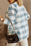 Casual Plaid Patchwork Turn-back Collar Outerwear