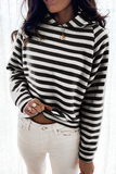 Casual Striped Patchwork Hooded Collar Tops(3 colors)