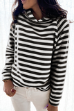 Casual Striped Patchwork Hooded Collar Tops(3 colors)