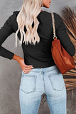 Casual Solid Draw String Frenulum O Neck Tops