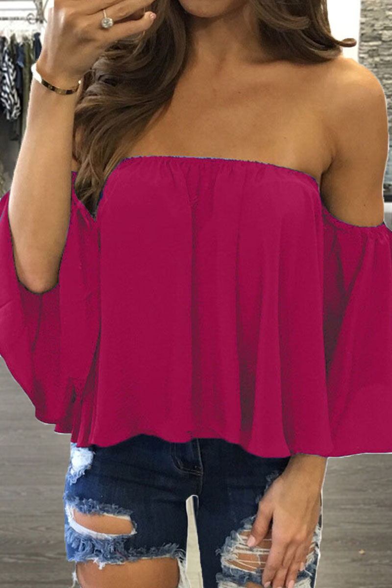 Fashion Casual Solid Patchwork Strapless Blouses(8 Colors)