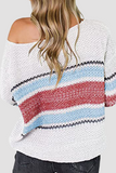 Suéter casual patchwork vazado contraste com gola O