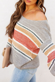 Suéter casual patchwork vazado contraste com gola O