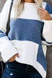 Suéter informal con cuello en O y contraste de retales