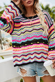 Suéteres con cuello en O y retazos a rayas de Fashion Street (3 colores)