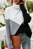 Fashion Casual Solid Split Joint Turtleneck Tops