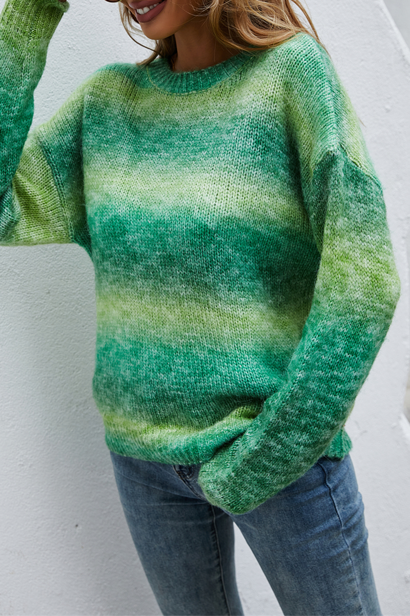Street Tie Dye Basic O Neck Tops Sweater