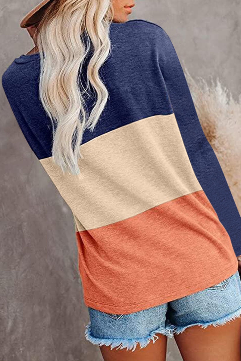 Casual Solid Split Joint O Neck T-Shirts(6 Colors)