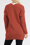 Suéter casual sólido com bolsos divididos nas articulações (4 cores)