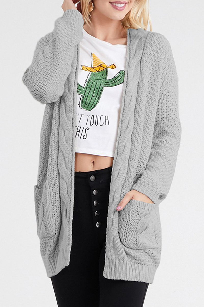 Casual Solid Split Joint Pocket Tops Sweater(4 Colors)