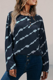 Casual Striped Buckle O Neck Tops