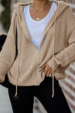 Suéteres informales con cuello con capucha y cremallera con cordón y cordón sólido (5 colores)