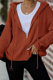 Suéteres informales con cuello con capucha y cremallera con cordón y cordón sólido (5 colores)