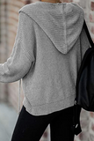 Casual Solid Draw String Zipper Hooded Collar Sweaters(5 colors)